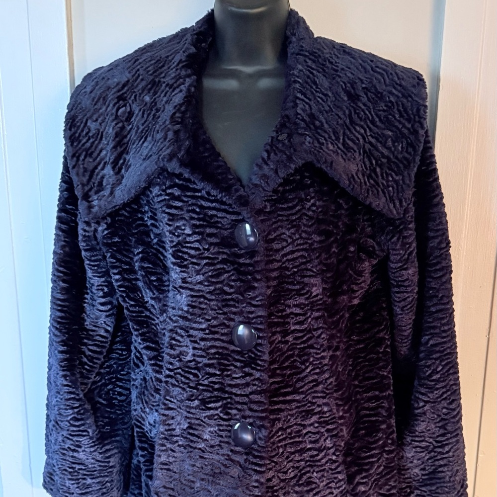 Dennis by Dennis Basso Crushed Velvet Blue/Purple coat size S